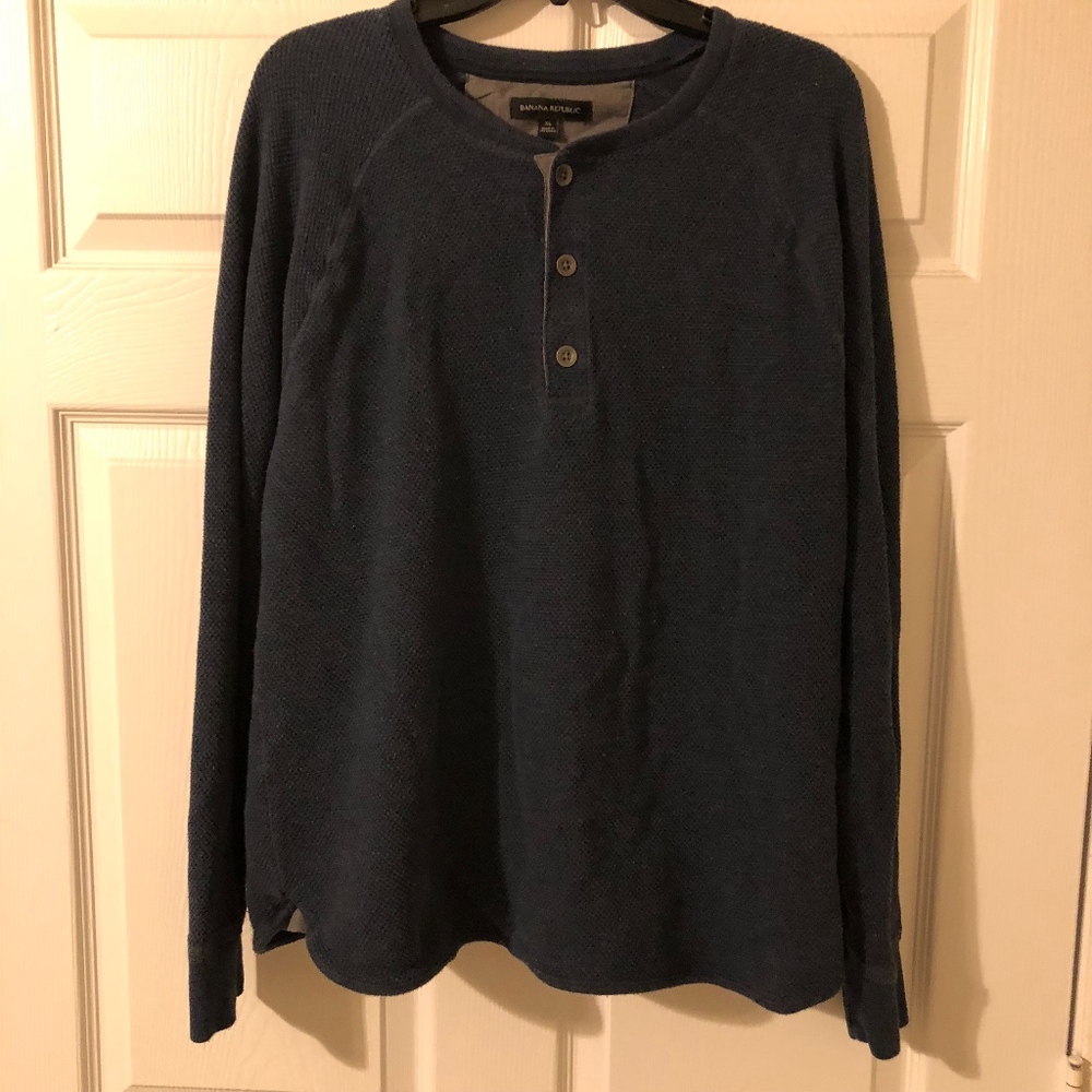 Banana Republic Navy Thermal Henley Shirt